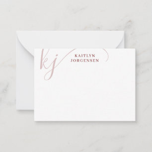 Modern Burgundy Monogram Elegant Script Initials Card