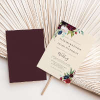 Modern Burgundy Navy Blush Floral Wedding Invitati