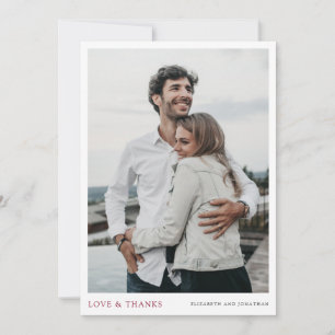 Modern Burgundy Photo Thank You Wedding Card