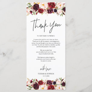 Modern Burgundy Place Setting Thank You Card