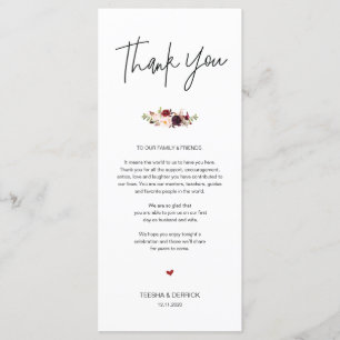 Modern Burgundy Place Setting Thank You Card