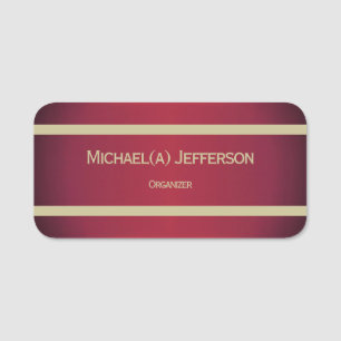 Modern Burgundy Red and Gold: Elegant Name & Title Tag