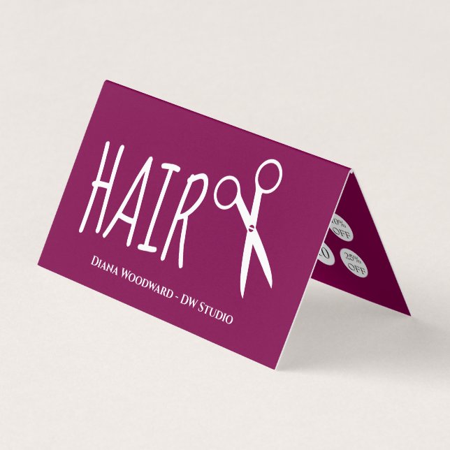 Modern Burgundy Red Hairdressers Loyalty Business Card (Front)