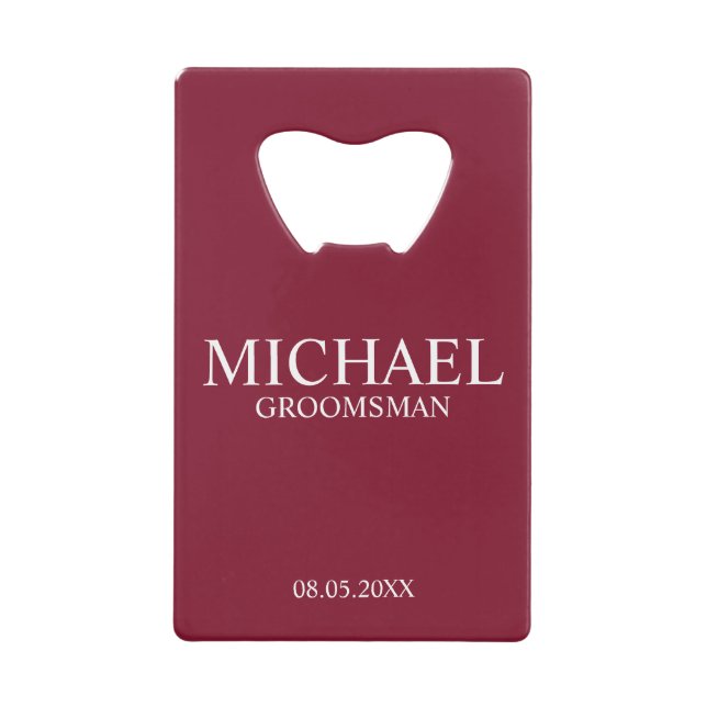 Modern Burgundy Red Personalised Groomsman (Front)