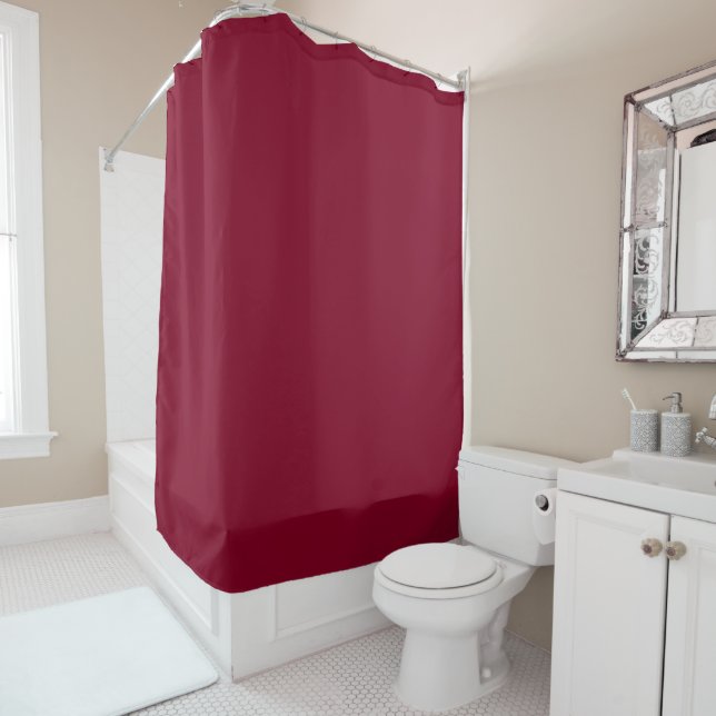 Modern Burgundy Red Shower Curtain (In Situ)