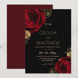 Modern Burgundy Rose Divine Floral Wedding Invitation
