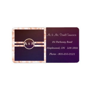 Modern Burgundy Rose Gold Wedding Return Address Label