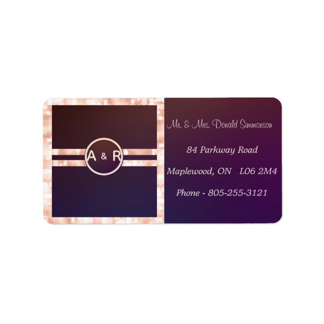Modern Burgundy Rose Gold Wedding Return Address Label (Front)