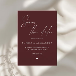 Modern Burgundy Save the Date Invitation