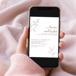 Modern Burgundy Script Botanical Photo Wedding Invitation