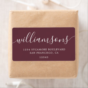 Modern Burgundy Script Family Return Address