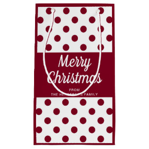 Modern Burgundy Script Merry Christmas Small Gift Bag
