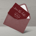 Modern Burgundy Script Wedding Save the Date Cards<br><div class="desc">Simple Modern Script Wedding Save the Date cards. For more advanced customisation of this design,  please click the "Customise" button! Matching items and more colour options are also available by request.</div>