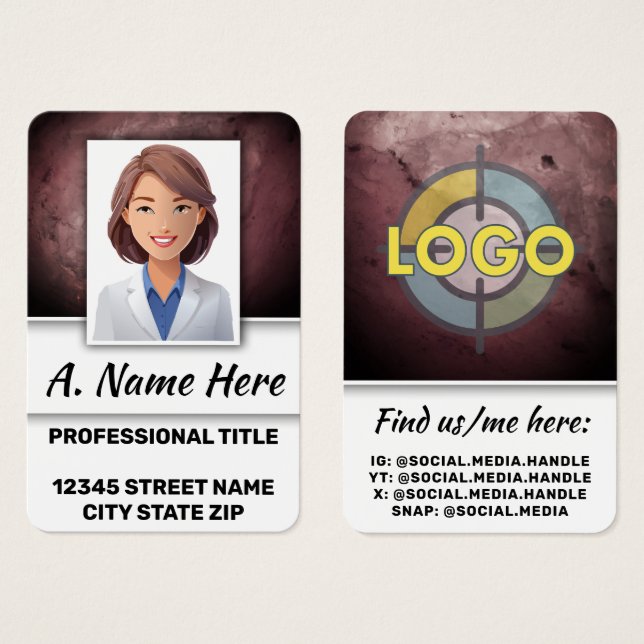 Modern Burgundy Stone Card for Dental Professional (Front & Back)