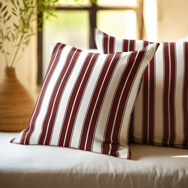 Modern Burgundy Striped Cushion (Creator Uploaded)