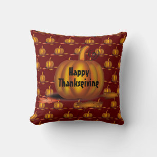 Modern Burgundy Thanksgiving Pumpkin Cushion