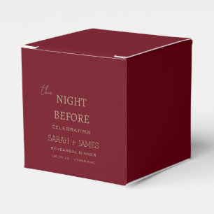 Modern Burgundy the Night Before Rehearsal Dinner  Favour Box