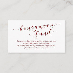 Modern Burgundy typeface, Wedding Honeymoon Fund Enclosure Card