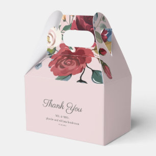 Modern Burgundy Watercolor Floral Rustic Wedding Favour Box