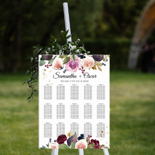 Modern  Burgundy Watercolor Flowers & Berry  Poster