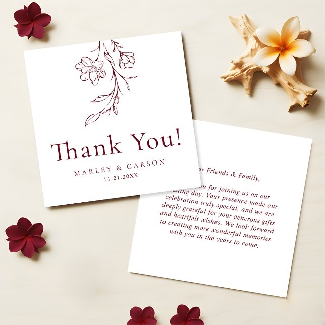 Modern Burgundy Wedding Budget Thank You Card (Creator Uploaded)