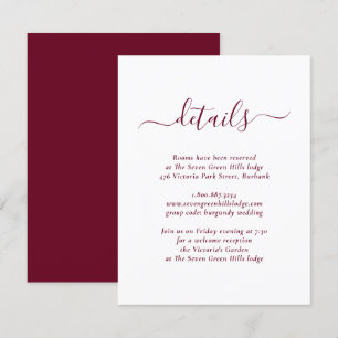 Modern Burgundy Wedding Enclosure Card