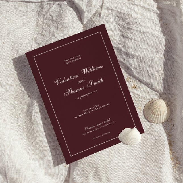 Modern Burgundy Wedding Invitation (Creator Uploaded)