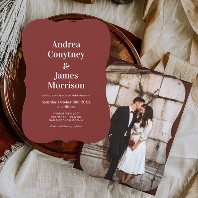 Modern Burgundy Wedding Invitation (Creator Uploaded)