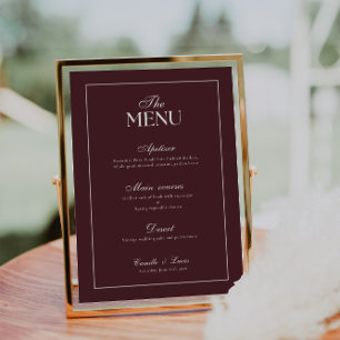 Modern Burgundy Wedding Menu Invitation