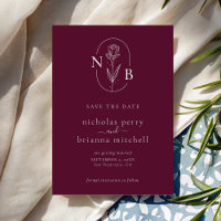 Modern Burgundy Wedding Monogram Minimalist