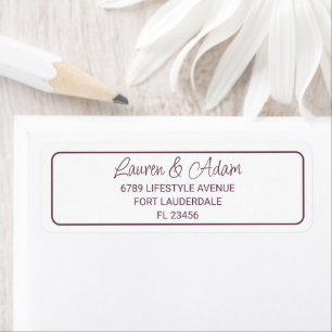 Modern Burgundy Wedding Return Address Label