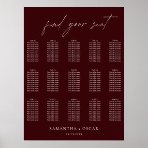 Modern Burgundy Wedding Seating Chart