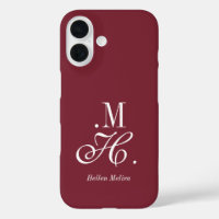 Modern Burgundy White Monogram Name