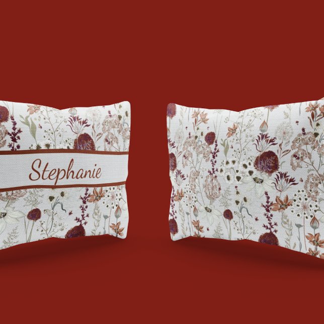Modern Burgundy Wildflowers | Elegant Boho Floral  Pillowcase (Creator Uploaded)