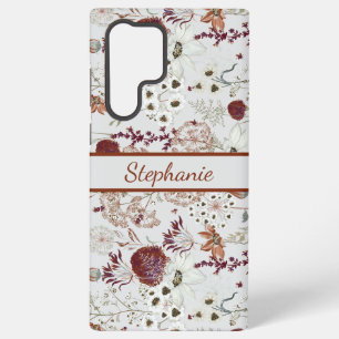 Modern Burgundy Wildflowers Elegant Boho Floral Samsung Galaxy Case