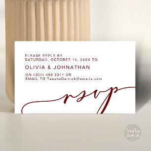 Modern Burgundy Wine Script Digital RSVP Wedding Enclosure Card
