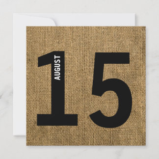 Modern Burlap Bold Calendar Bachelor or Birthday Invitation