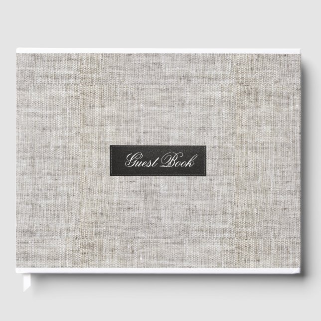 Modern Burlap Guest Book (Front)