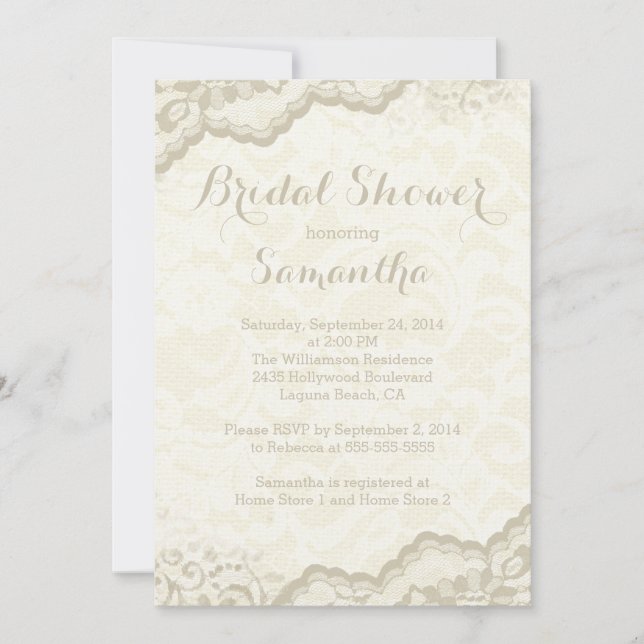 Modern Burlap & Lace Bridal Shower Invitation (Front)