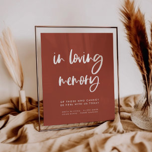 Modern burnt brick In loving memory wedding sign
