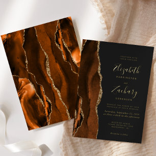 Modern Burnt Orange Agate Dark Wedding