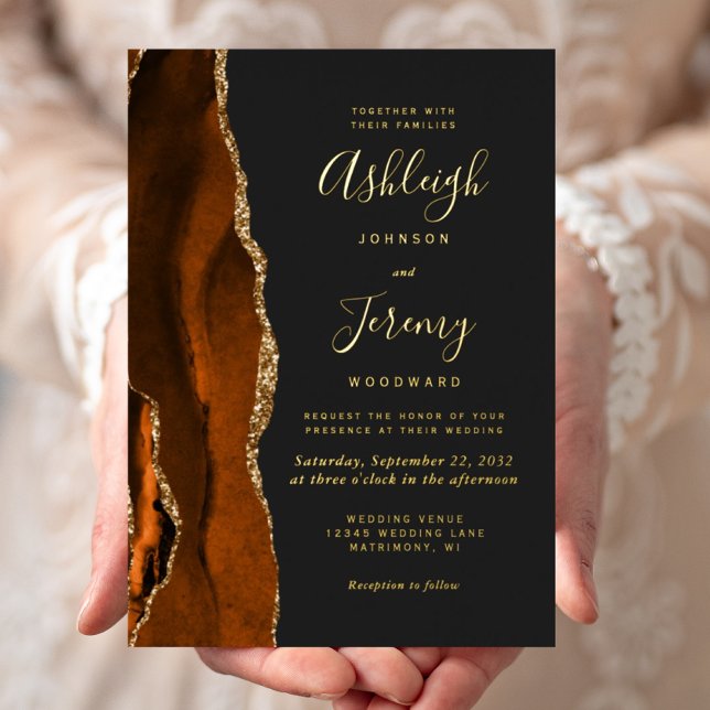Modern Burnt Orange Agate Dark Wedding (Creator Uploaded)