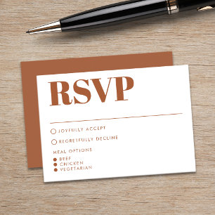 Modern Burnt Orange Bold Typography Wedding RSVP Card