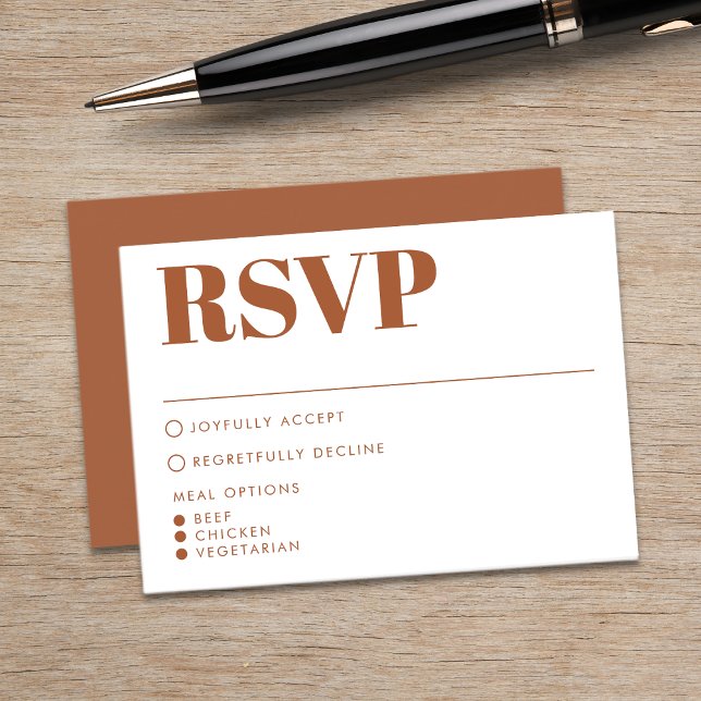 Modern Burnt Orange Bold Typography Wedding RSVP Card (Creator Uploaded)