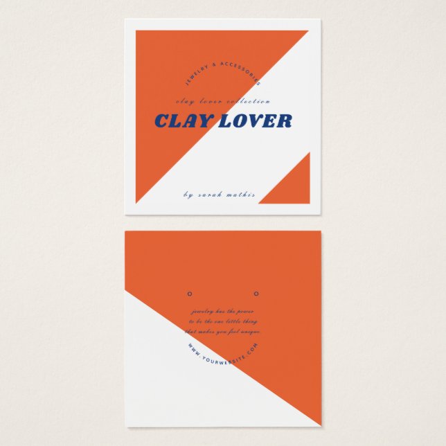 Modern Burnt Orange Earring Jewellery Display Card (Front & Back)