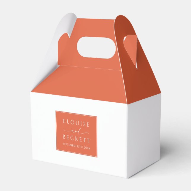 Modern Burnt Orange Favour Box (Front Side)