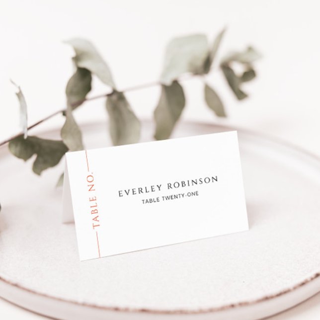 Modern Burnt Orange Folded Wedding Place Card (Creator Uploaded)