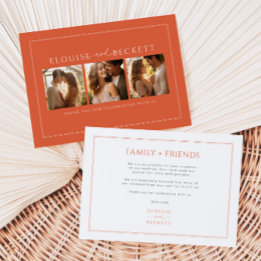 Modern Burnt Orange Photo Wedding Thank You Card