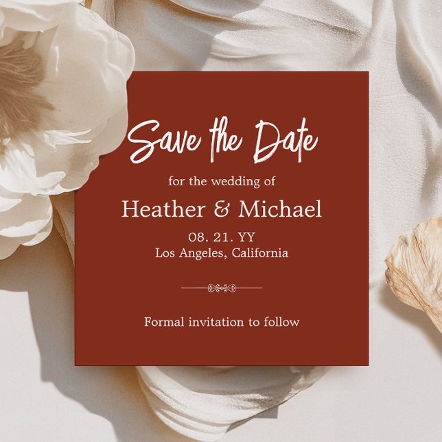 Modern Burnt Orange Save The Date QR Wedding Invitation (Simplify your RSVP with our QR code save-the-date, adding an unforgettable touch to your special day)