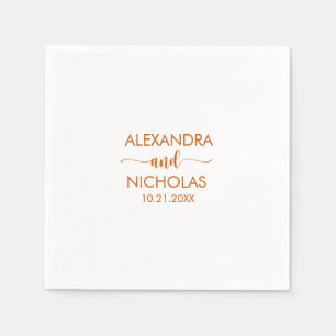 Modern Burnt Orange Script Wedding Napkin